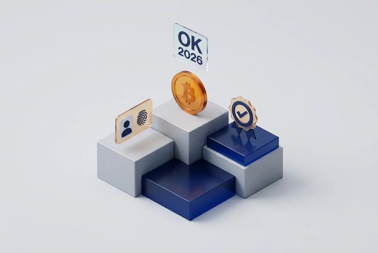 3D-сцена реестра ЦБ с проверенными токенами, криптомонетой и отметкой верификации платформы.