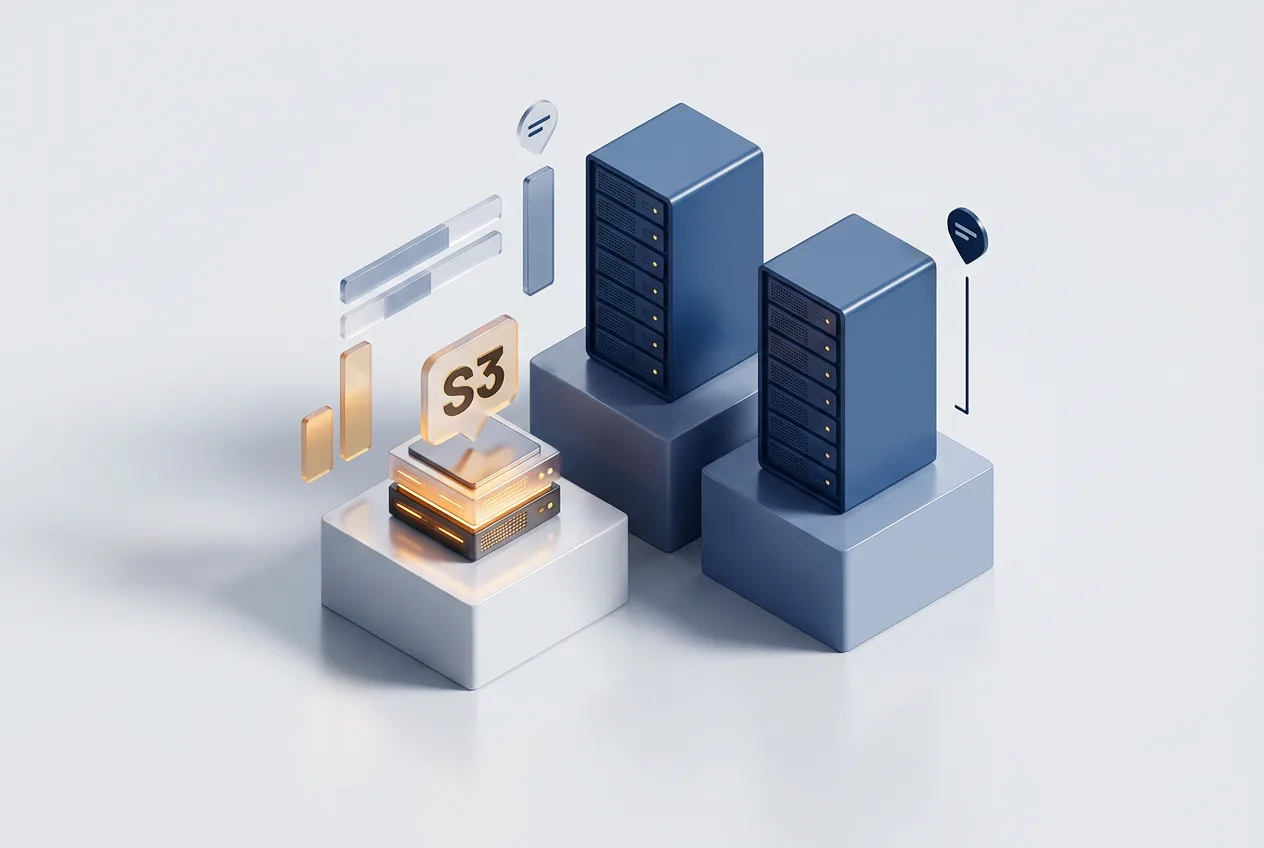 3D-инфографика сравнения характеристик и тарифов SpaceWeb с Selectel и Cloud.ru.