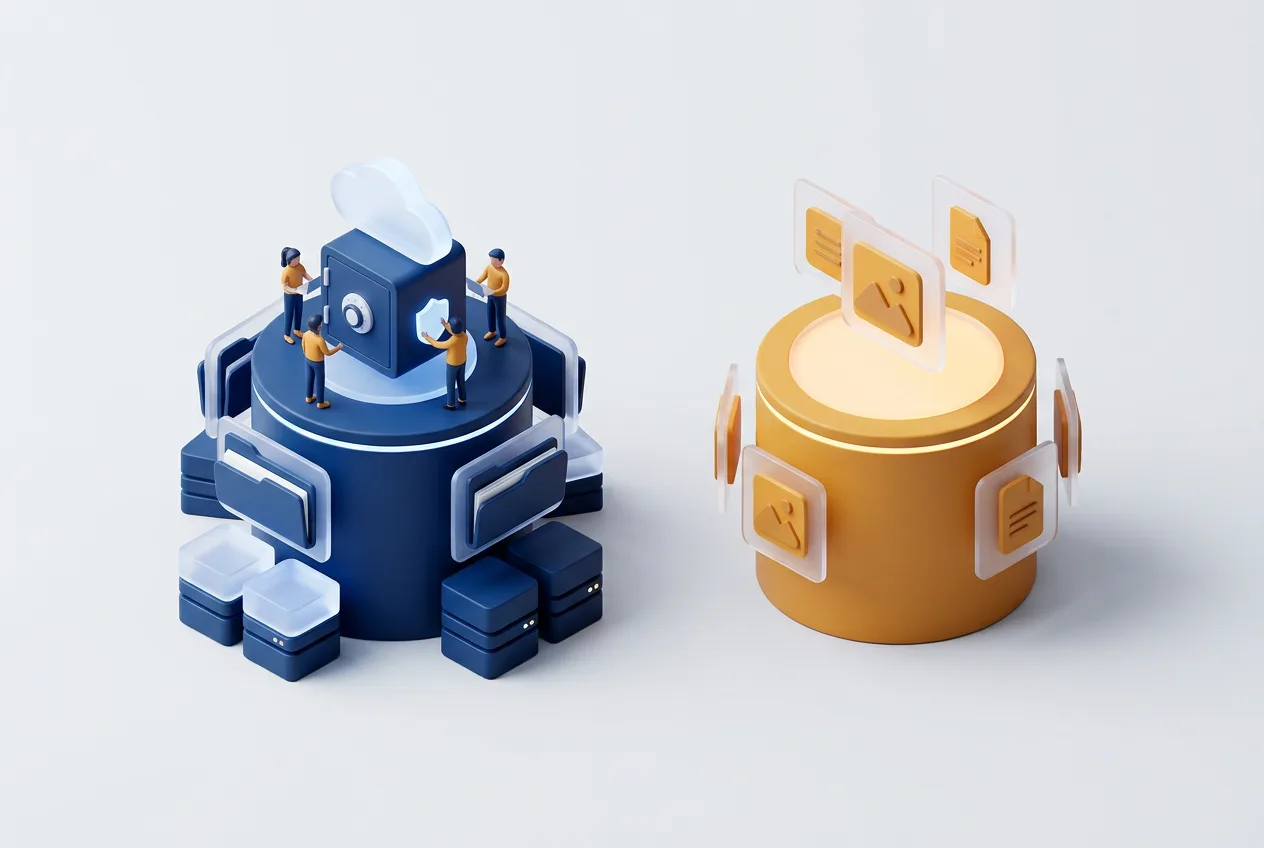3D-сравнение корпоративного хранилища Bitrix24 Диск и персональных облачных сервисов.